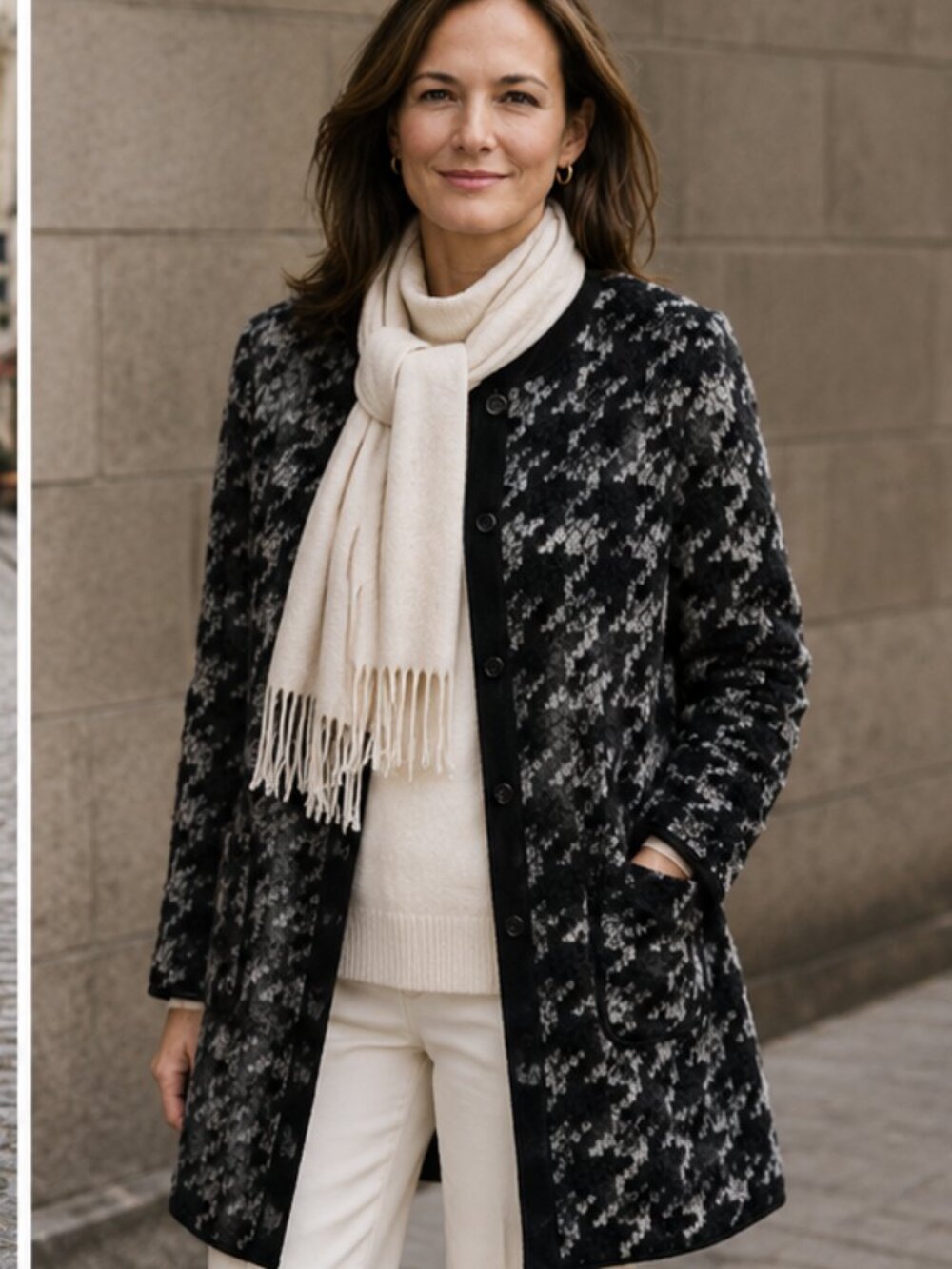BASLER Textured Knit Jacket – Black & White – Elegant Classic size 14